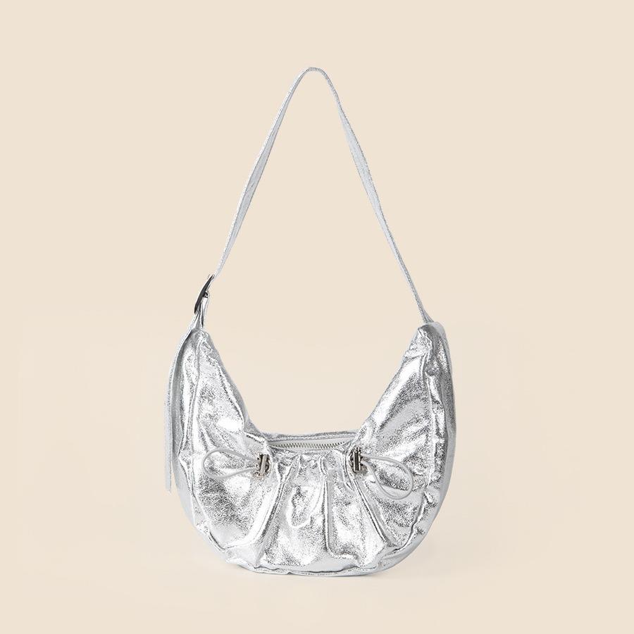 Underarm One-shoulder Crescent Bag Women's Summer All-in-one Drawstring Pleated Denim Bag