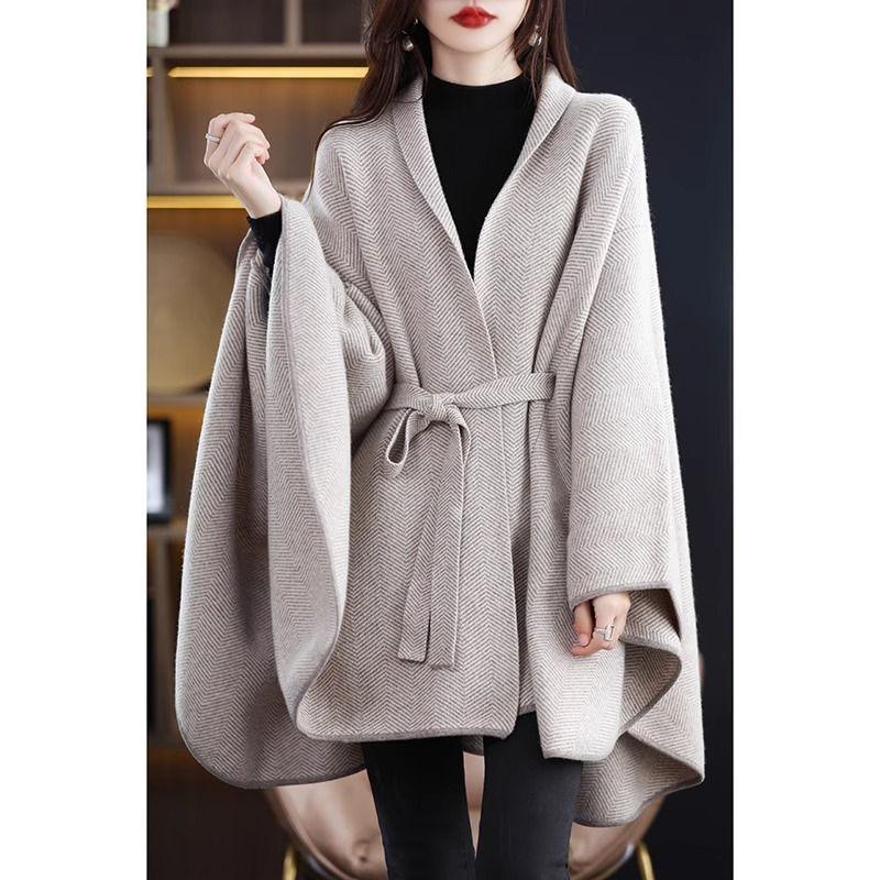 

Стильное и элегантное вязаное пальто для женщин, толстая и теплая накидка-шаль, свитер, куртка One Size