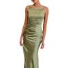 2025 Spring/Summer Women's Backless Slit Midi Dress with Spaghetti Straps