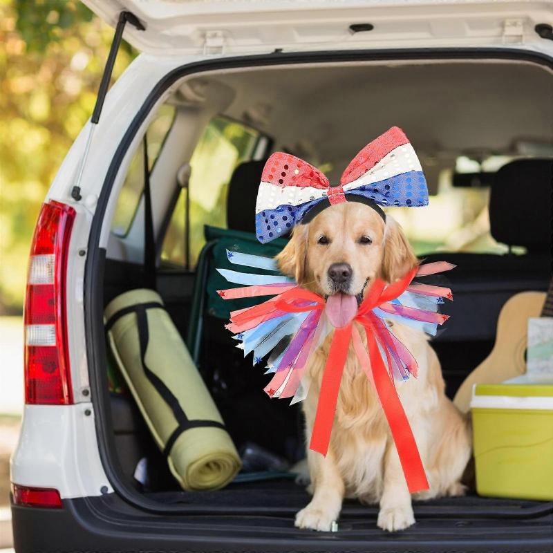 Independence Day Dog Headband for Party 2Sets Decorative Pet Costume