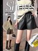 Women's PU Leather High-Waist Bootcut Shorts - 2024 Autumn/Winter Plus Size Fashion