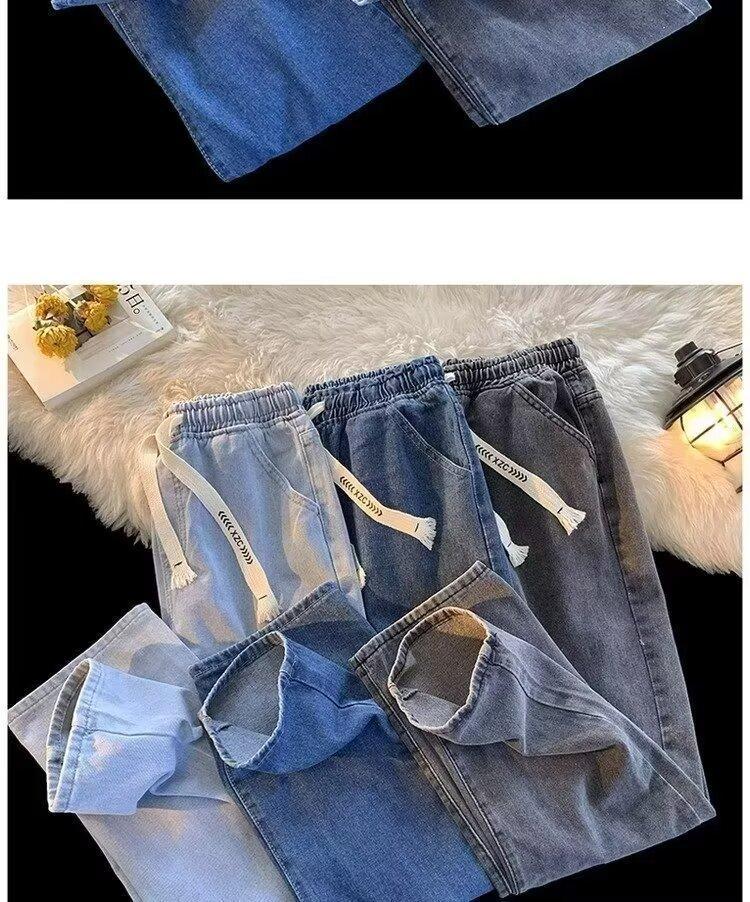 

Джинсы мужские в стиле Гонконга 2024 с надписью в стиле хип-хоп - Модные летние брюки 2XL светло-синий