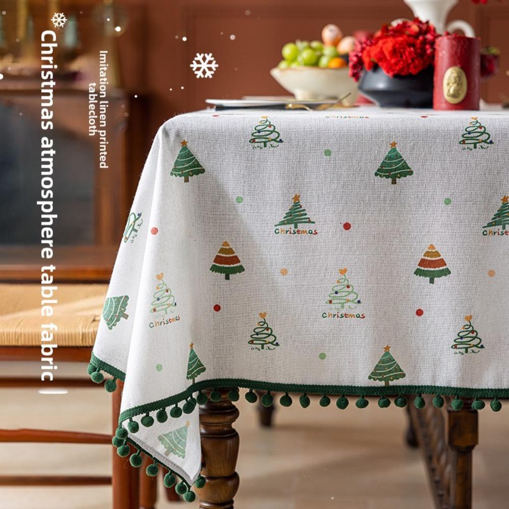 

Рождественская скатерть круглая печатная ткань декор винтажный стиль праздничная обеденная атмосфера 80 * 80cm