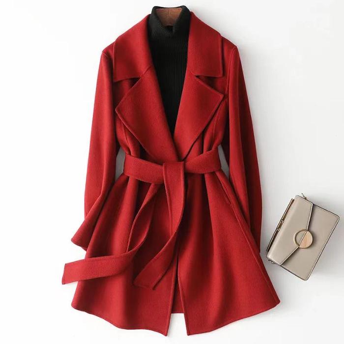 2024 Autumn/Winter Women's Slim Korean Style Mid-Length Wool Coat