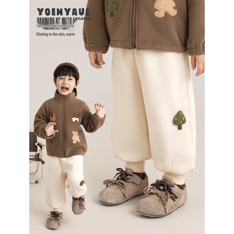 YouYou Boys' Winter Fleece-Lined Tree Doll Sweatpants
