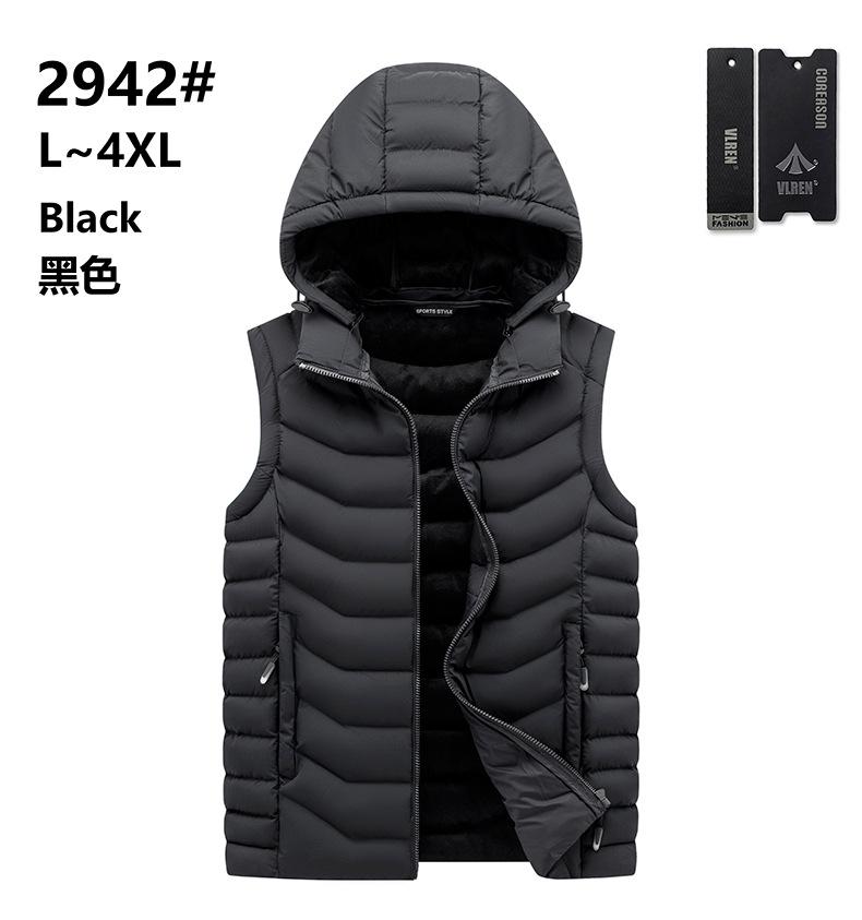 

Тип жилет повседневный модный хлопковый жилет с капюшоном съемный однотонный осенне-зимний XXXXL чёрный