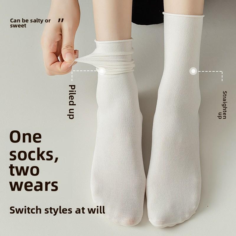 5 Pairs Socks Women's Summer Thin Pile Socks Middle Spring and Autumn Absorbent Boneless Month Socks