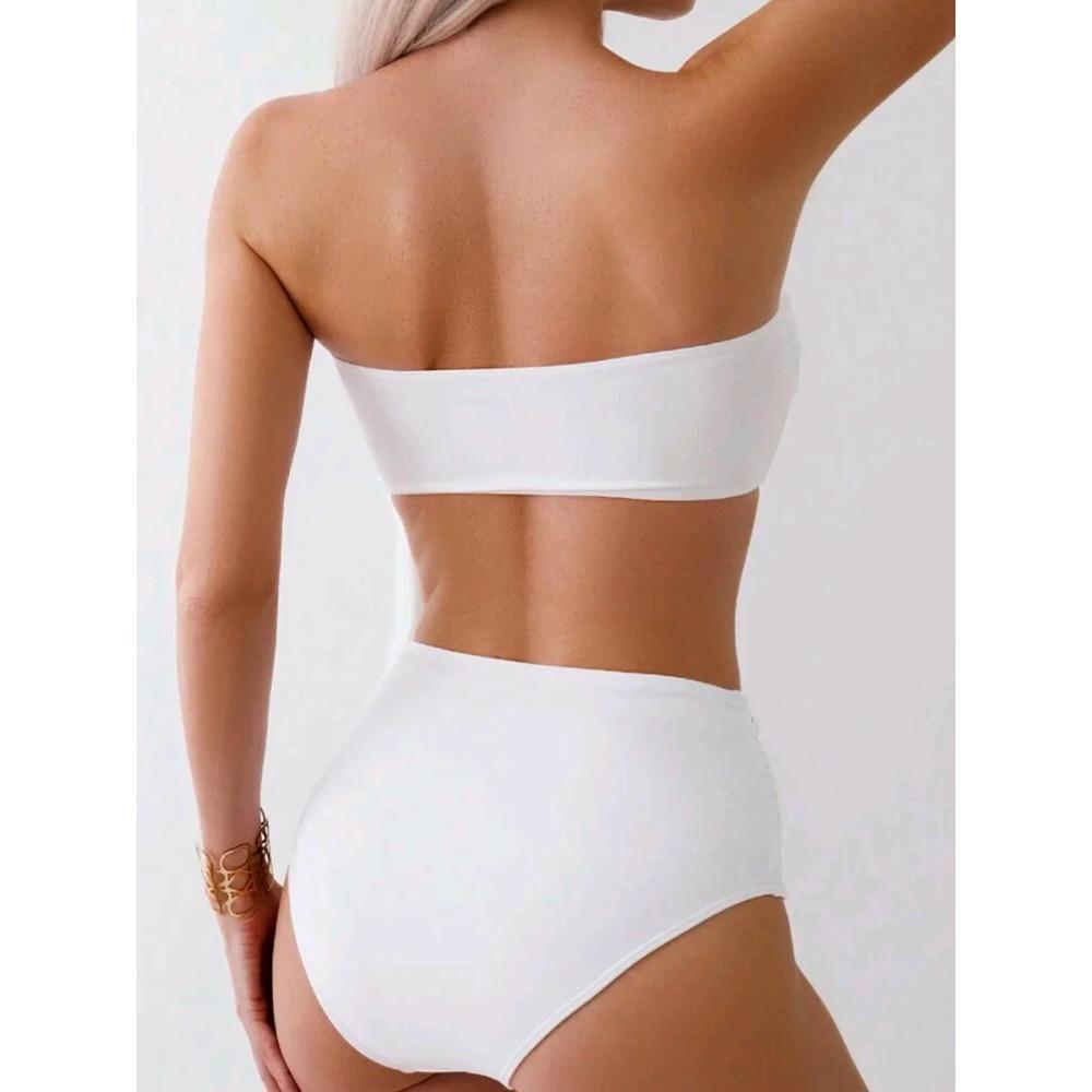 XS - L Kwiatowy Bikini Bandeau 3D Damski Kostium Kąpielowy Bikini z Wysokim Stanem Damska Odzież Kąpielowa Dwuczęściowy Zestaw Bikini Kostium Kąpielowy Swim Lady