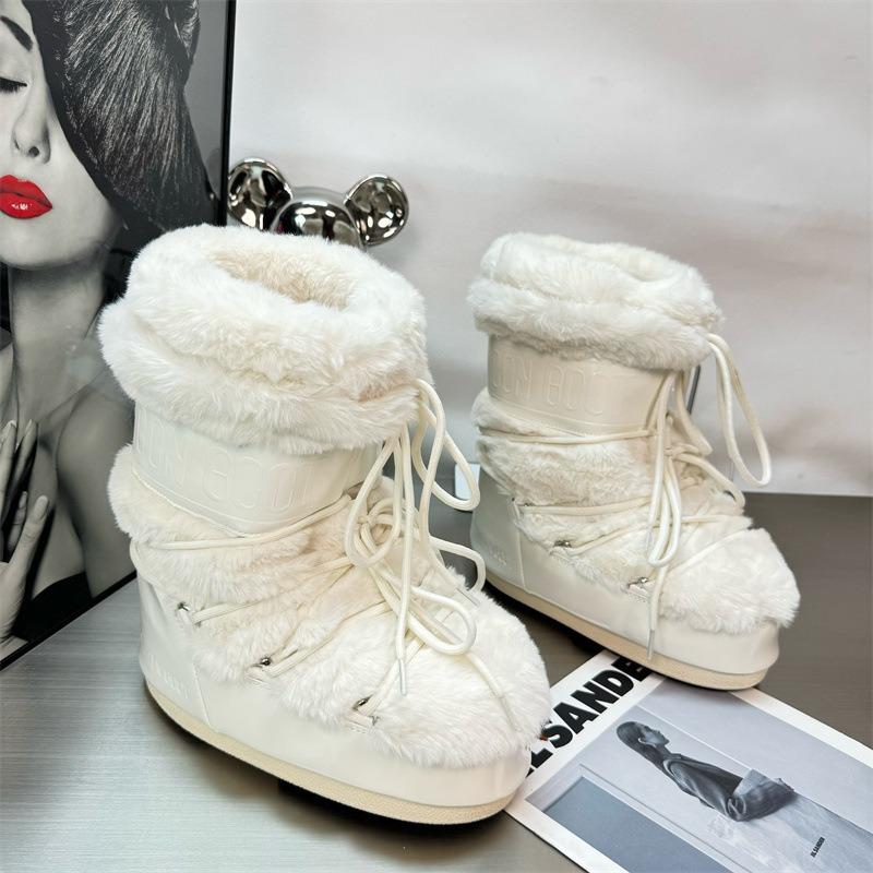 Autumn and winter new moon boots women's non-slip warm snow boots trendy boots ruffian young boots heightening medium tube series