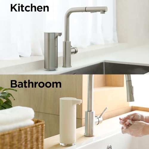 mooas Automatic Foaming Soap Dispenser - Pure & Clean Touchless Hand Soap Dispenser, Stainless Steel, USB Rechargeable, Hands-Free Dish Detergent Disp