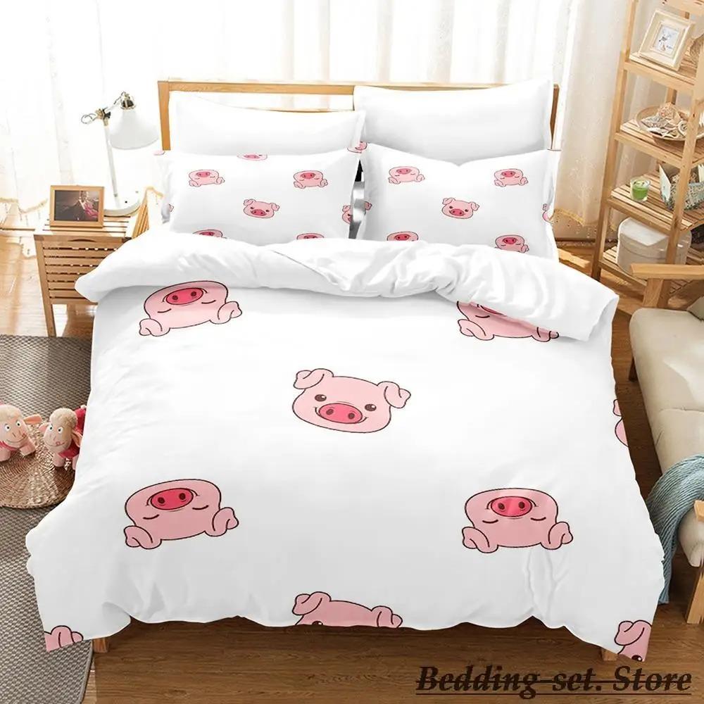Funny Pig Bedding Set Single Twin Full Queen King Size Bed Set Aldult Kid Bedroom Duvetcover Sets Anime Parure De Lit Bed