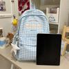 Plaid Student Schoolbag Cartoon Puppy Backpack