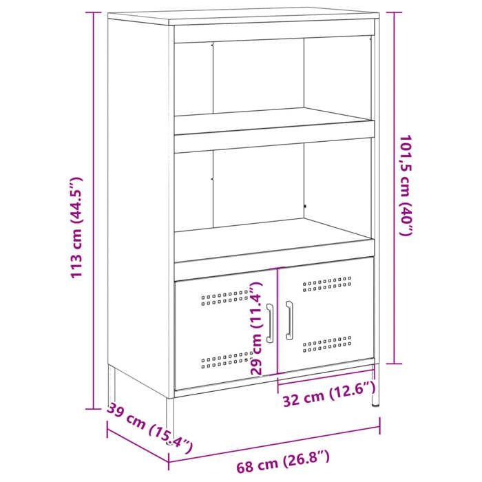 VidaXL Highboard White 68x39x113 Cm Steel, Buffet, Cupboard, Sideboard, Cabinet, Storage Cabinet, Cabinet 842975
