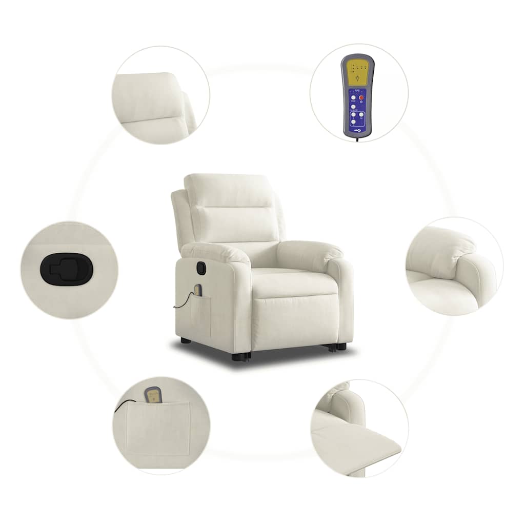 Recliner Chair with Lift Assist Cream Velvet