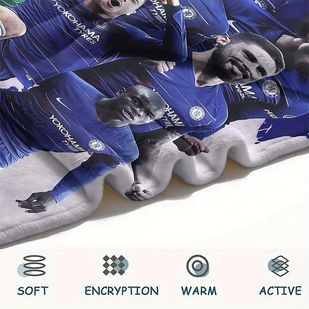 Chelsea FC Poster Print FlAannel Blanket, High Quality Comfortable for All Seasons, Home Decor, Warmth and Comfort