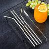 4Pcs Stainless Steel Straws Reusable Drinking Straws 8 Inch Metal Straight Bent Straw Set with Cleaning Brush Bar Party Supplies