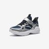 Anta Kids Synthetic Leather Fabric Trendy Versatile Lightweight Shock Absorbing Low Top Running Shoes Men sneaker Deep-Navy-Blue Silver A12445577-1