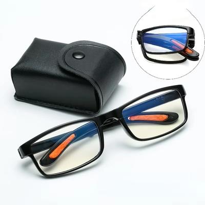 Klassische faltbare Blaulichtfilter-Lesebrille, tragbare Tasche für ältere Menschen, ultraleichte und bequeme hochauflösende Seniorenbrille