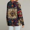 Women's Fashion Long Sleeve Print V-Neck Button Loose Cardigan Top