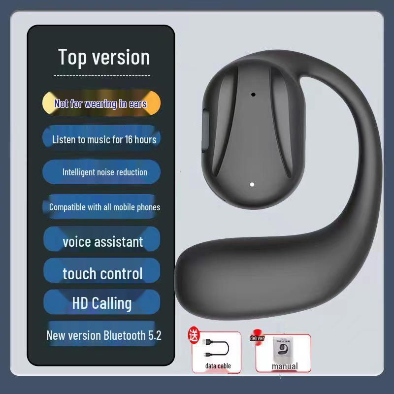 In-Ear Bone Conduction Wireless Bluetooth Headphones: Sweatproof, Ultra-Long Battery, for Running & Sports, Compatible with Apple & Android.