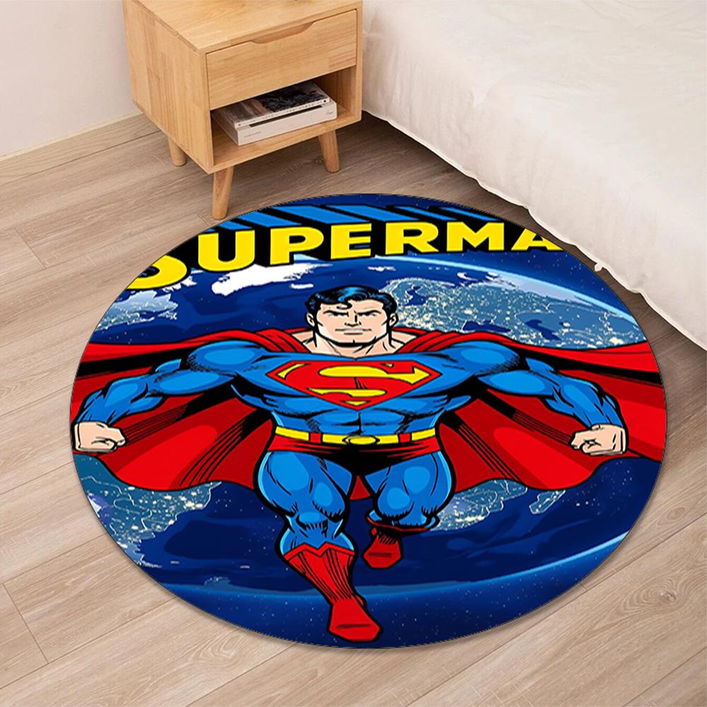 SUPERMAN Printed Round Rug Carpet Chair Rug Area Rug Entryway Doormats,for Office Chair Living Room Bedroom Kitchen Room.