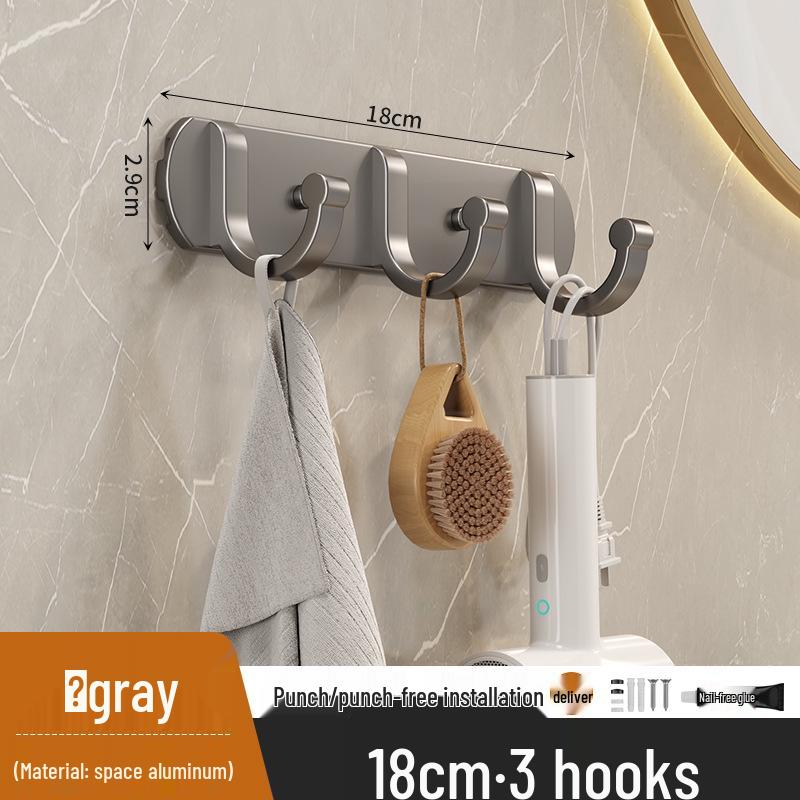 Porte-manteau mural en aluminium et étagère organisatrice avec crochets