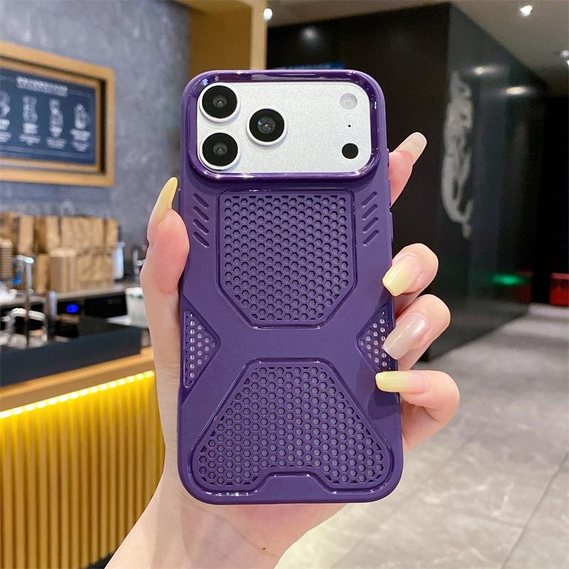 Honeycomb Grid Mesh Cooling Heat Dissipation Breathable Phone Case for iPhone 17 16 15 14 Plus 13 12 11 Pro Max Matte TPU Cover