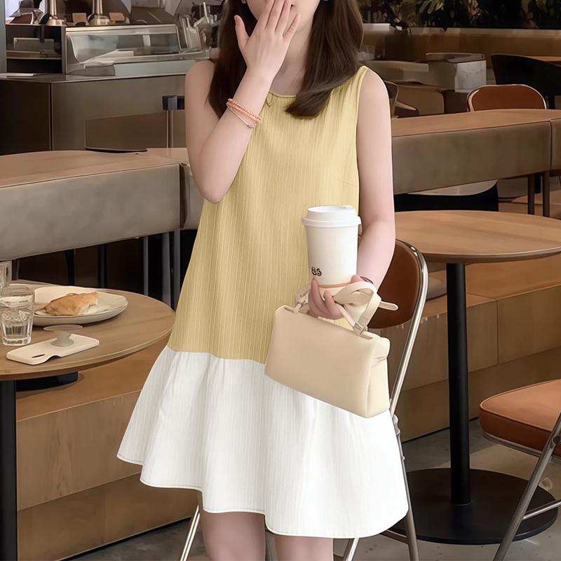 ZANZEA Women Summer Round Neck Casual Sleeveless Splice Tank Dress S