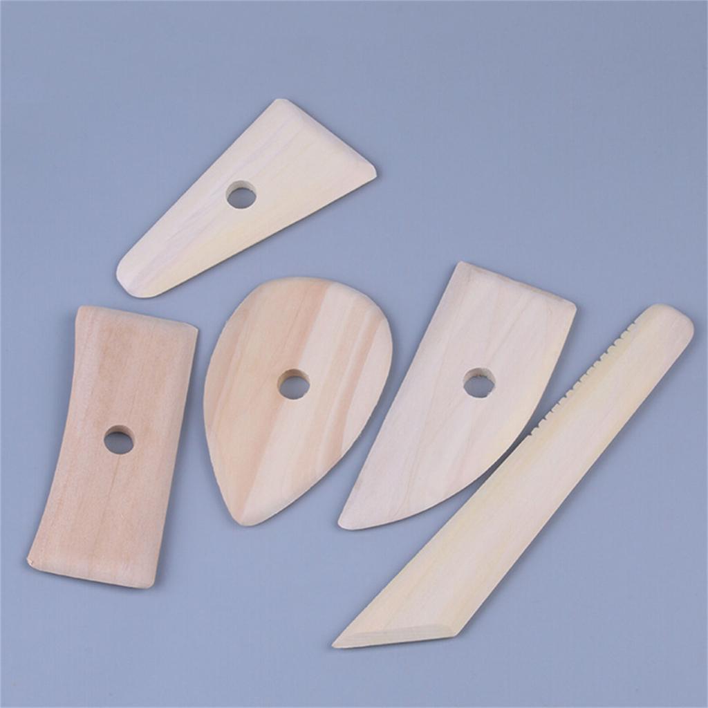 5Pcs/Set Wooden Scrapers Clay Pottery Tools Clay Knife Profile Rib Bundle Foot- Shaper Sculpture Ceramics Molding Tool