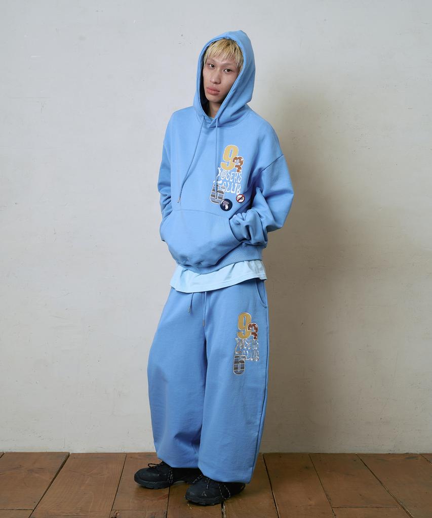 Lujeoseukeulleob Multi Logo Wide Sweatpants Blue