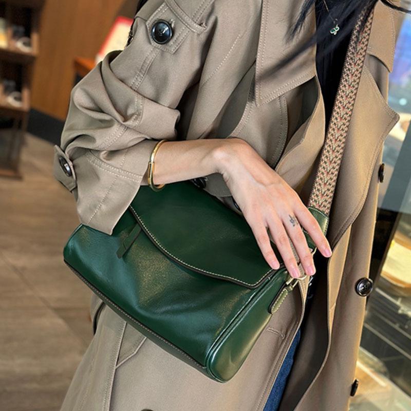 Women's Genuine Leather Crossbody Shoulder Bag - 2025 Versatile Large-Capacity Underarm Bag