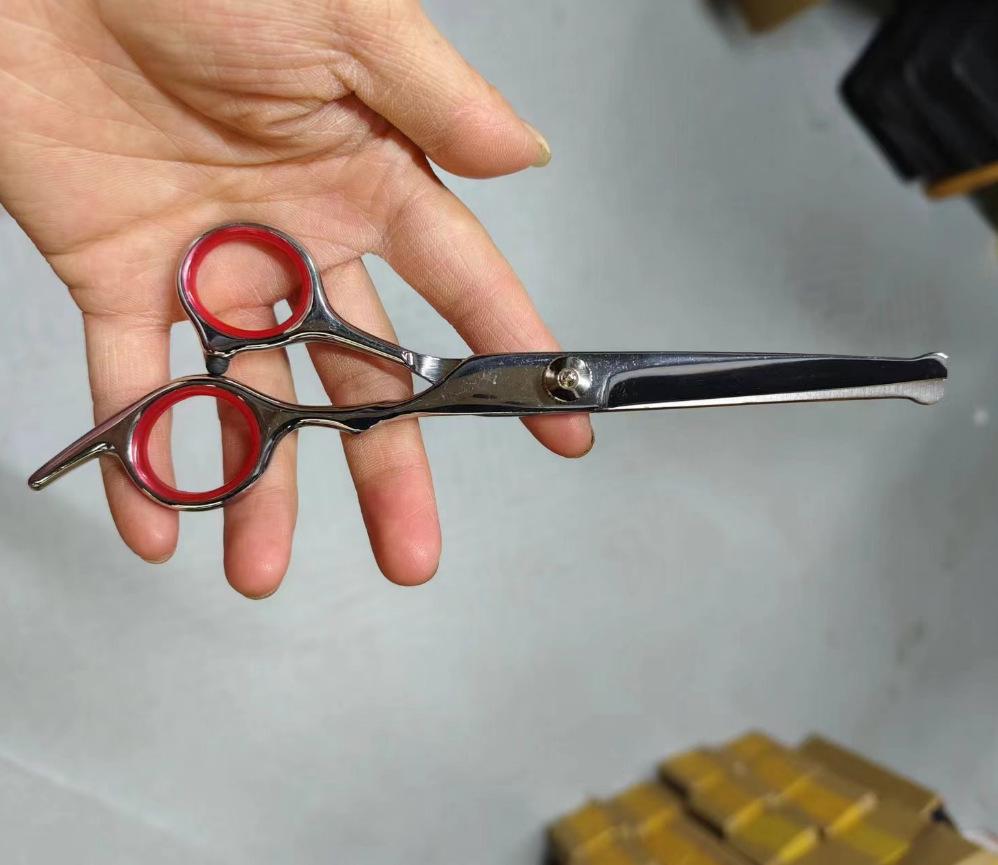 All-Steel Pet Grooming Scissors Set: Flat-Tooth & Curved Trimmers for Dog Hair Care.