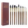 10Pcs Wash Art Brushes Reusable Watercolor Painting Brush Set Wooden Handle Artist Brush For Acrylic & Watercolor Drawing