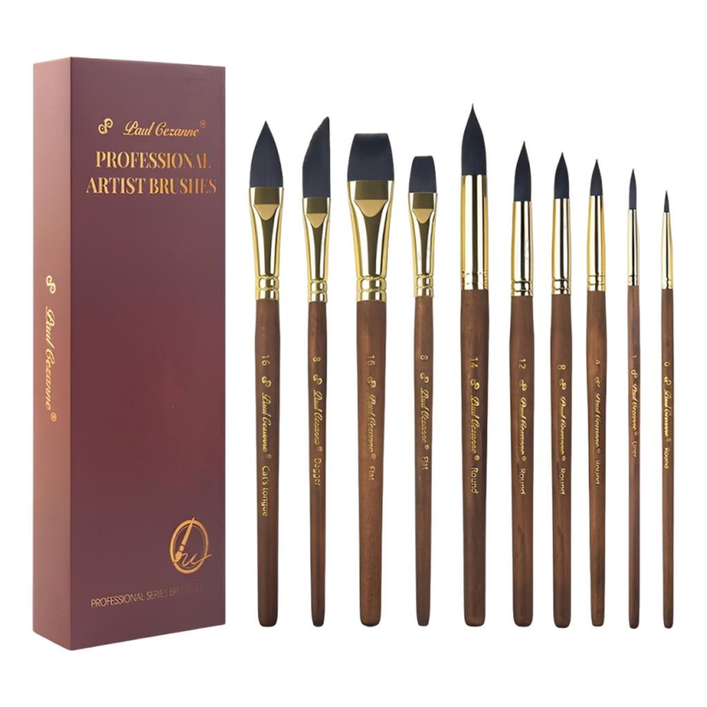 10Pcs Wash Art Brushes Reusable Watercolor Painting Brush Set Wooden Handle Artist Brush For Acrylic & Watercolor Drawing