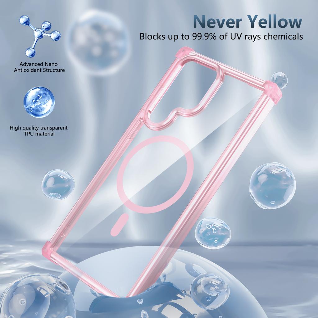 For Samsung Galaxy S22 Ultra 5G Magnetic Case TPU+PC Clear Phone Cover