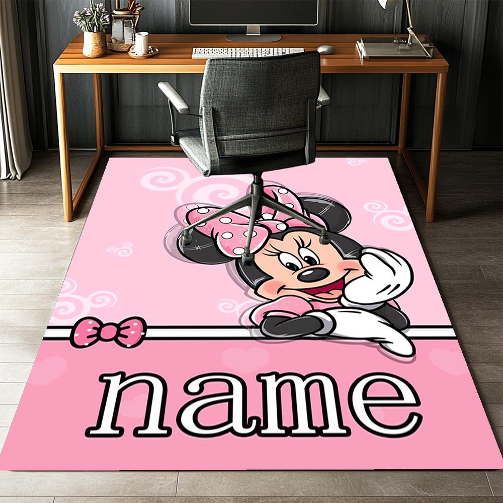 Custom Name Minnie Printed Carpet,Rug for Office Chair Living Room Bedroom Kitchen Room Decor Gifts.