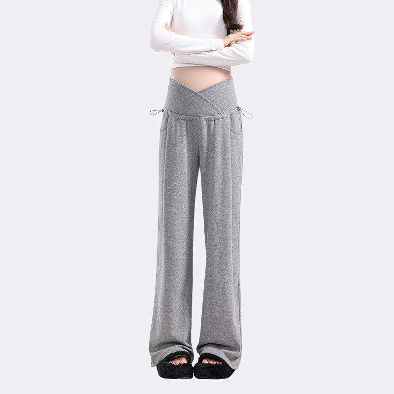 

Wide Leg Low Waist Maternity Pants - Loose, Non-Tight Fit for Spring/Autumn, Thin or Velvet Options Available M (Fits 40-57 kg)