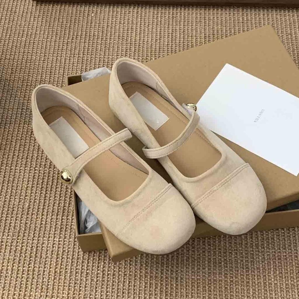 Early spring single shoe girl 2025 new French retro gentle fairy suede red Mary Jane shoes flat beanie shoes