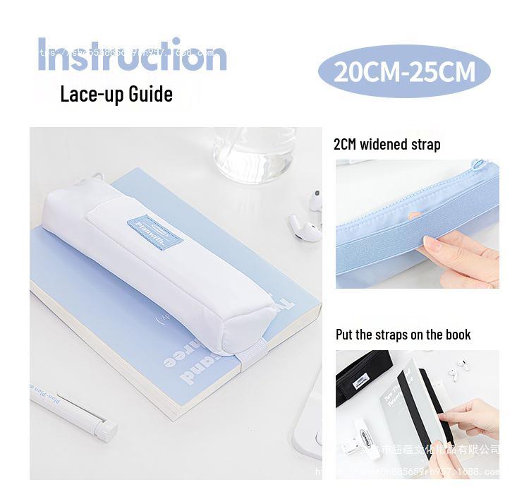 Bärbart Krämblått Pennskrin för Studenter - Liten Kapacitet, Minimalistisk Stil