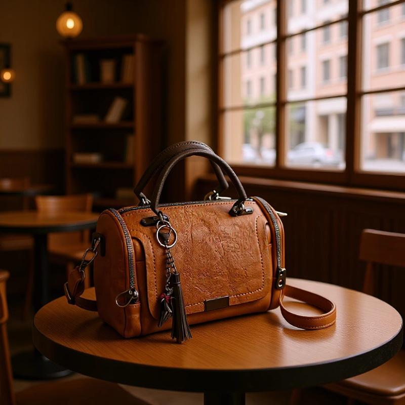 Borsa a tracolla Boston a cuscino retrò coreana - Borsa a mano da donna di grande capacità