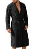 Mens Long Jacquard Solid Color Belted Bath Robe Plus Size Home Loungewear