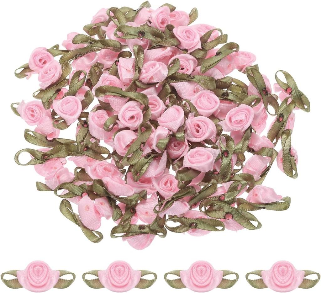 30 ks Kávové stuhové růže Mini růžičky pro tvoření Malé saténové mašličky Růže Umělé květiny.