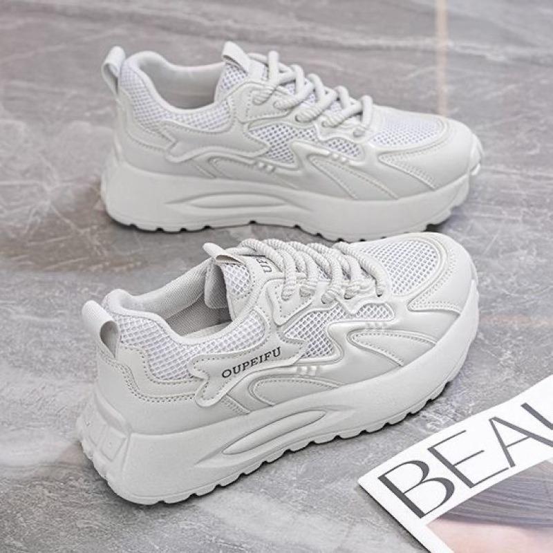 Summer Women's Shoes New Breathable Mesh Sneakers Children's Versatile Thick-soled Casual Soft-soled Running Dad Shoes