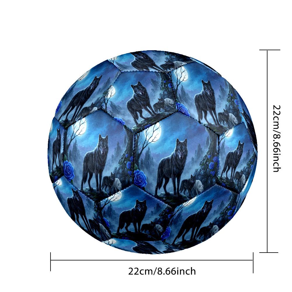 1pc Wolf Moon Night Theme Soccer Ball Football, Size 5, Lightweight PVC, Outdoor Training Soccer Ball,Gift J61438