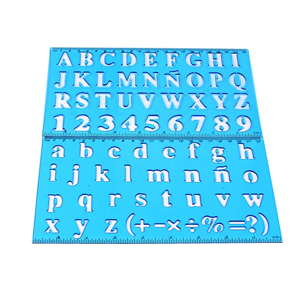 Plastic Drawing Ruler Alphabet & Number Hollow Template Stencil Learning Tool for Children Students School Office