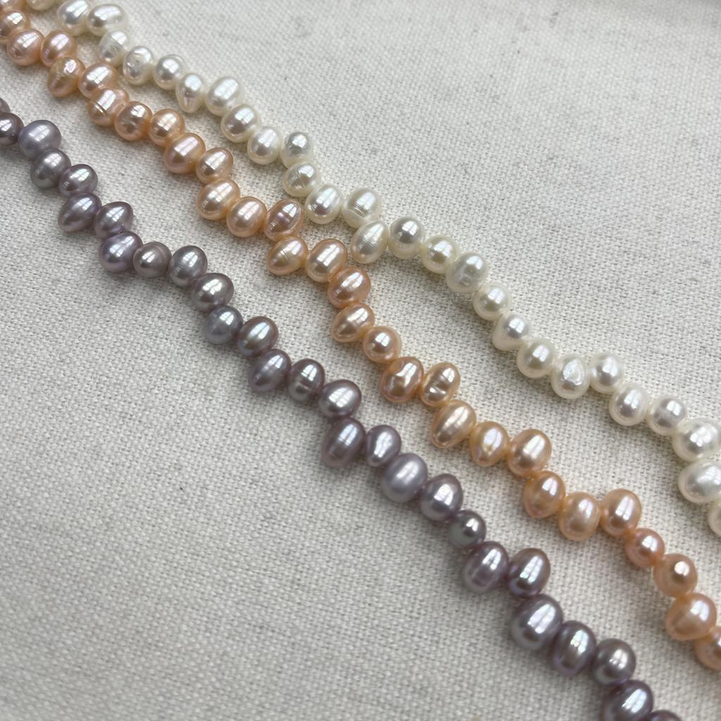 1String, White Purple Yellow Natural Freshwater Pearls, Handmade  Top Sided Drilled Hole Pearl Beads for Jewelry Making DIY (Beads 5-6mm, Length 36cm)