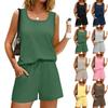 Women's Fashionable Loose Sleeveless Top + Shorts Casual Two-Piece Set