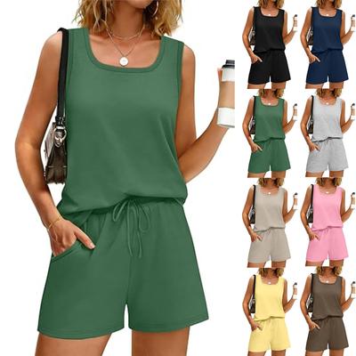 Women's Fashionable Loose Sleeveless Top + Shorts Casual Two-Piece Set