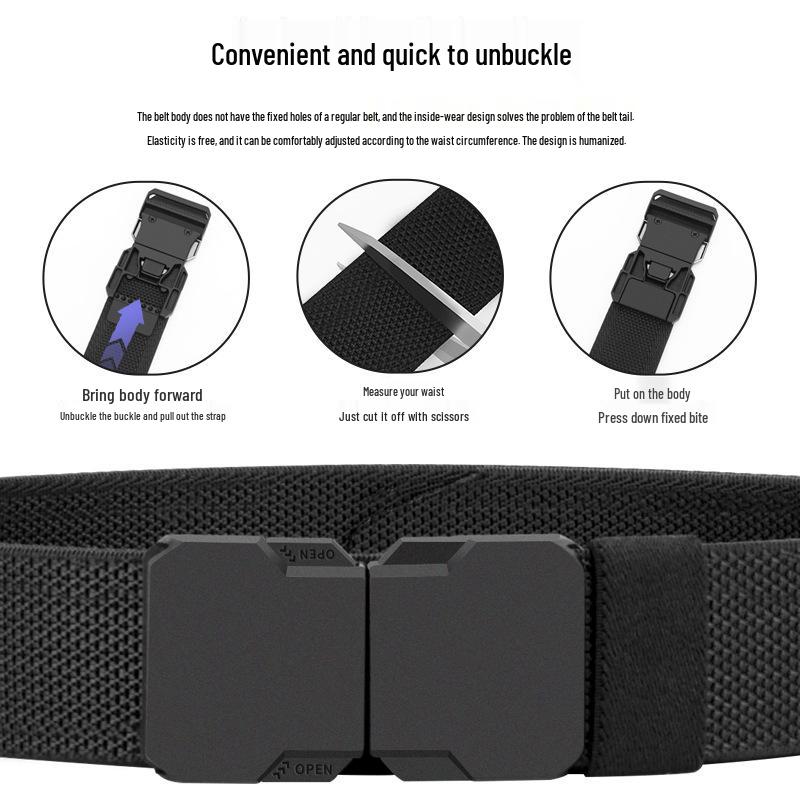 New Men's Breathable Elastic Woven Belt with Alloy Buckle