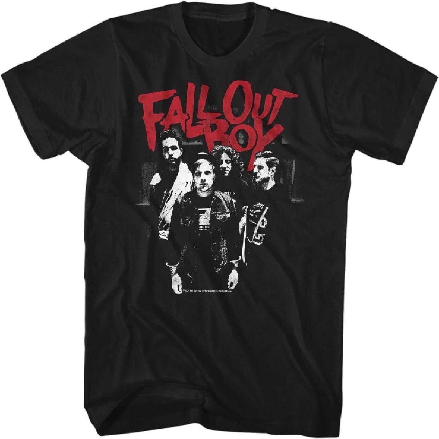 

A&E Designs Fall Out Boy B&W Group Portrait Picture Adult Black Tee Shirt XXXXXL чорний
